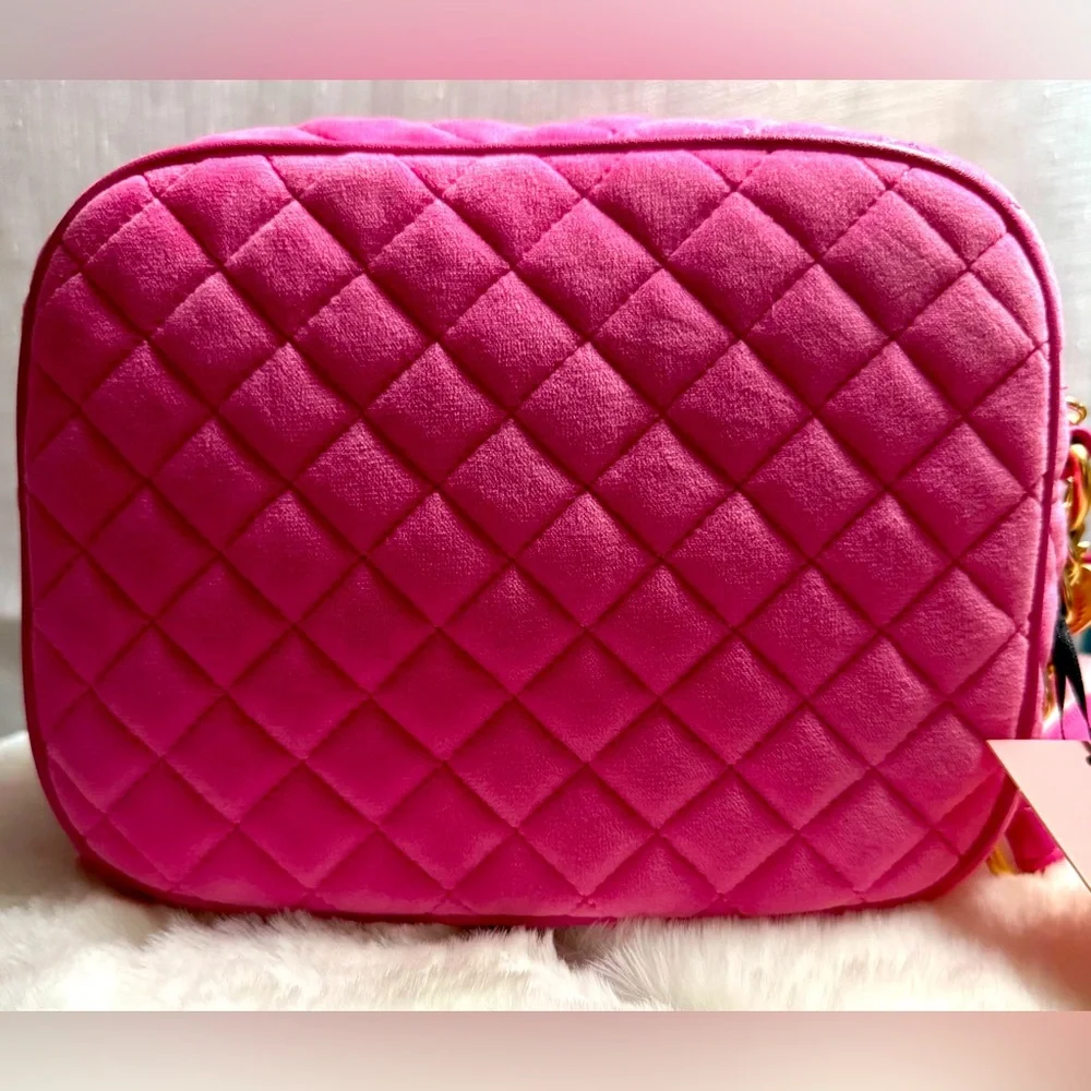 NEW Juicy Couture Fuzzy Hot Pink Quilted Crossbody Bag